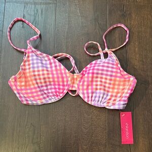 Xhilaration Pink & Purple Gingham Underwire Bikini Top